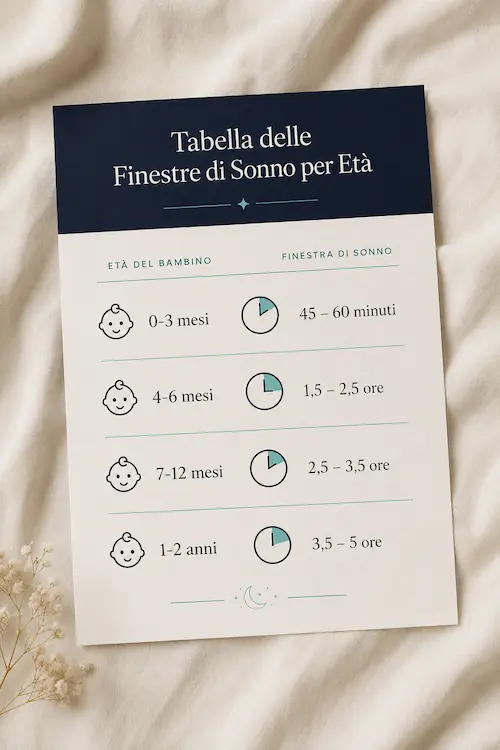 Tabella delle finestre di sonno per età